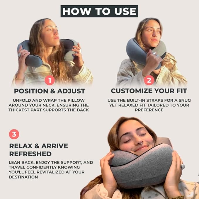 FlyHugz® Neck Travel Pillow | Memory Foam Neck Pillow for Comfort on Airplane | Compact and Ergonomic Design for Travel, Car Rides, and Home Use | Ideal for Adults and Kids - Image 5