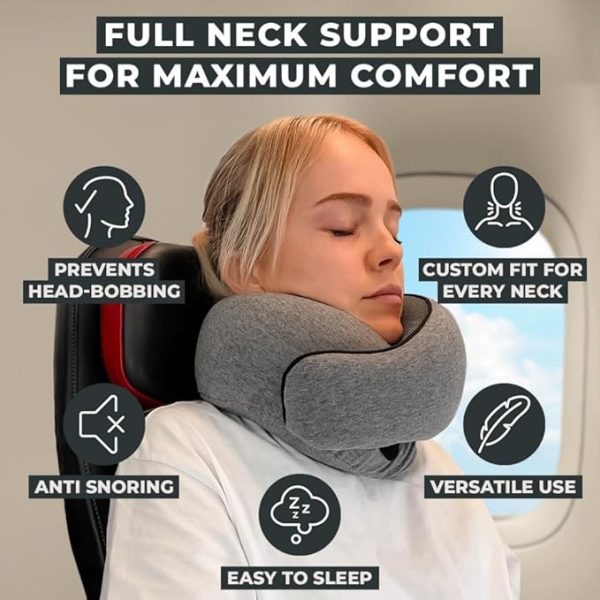 FlyHugz® Neck Travel Pillow | Memory Foam Neck Pillow for Comfort on Airplane | Compact and Ergonomic Design for Travel, Car Rides, and Home Use | Ideal for Adults and Kids - Image 6