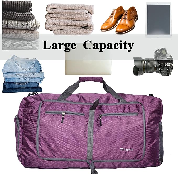 Woogwin Travel Duffel Bag Large Foldable Waterproof Overnight Bag for Beach Swim Bags - Image 2