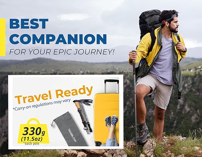 TREKOLOGY Trek-Z Cork Grip Trekking Poles – Lightweight Folding Hiking Poles, Adjustable Height, Compact Travel Design, Aircraft-Grade Aluminum Walking Sticks for Men & Women - Image 3