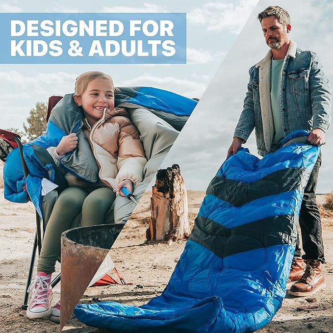 MalloMe Sleeping Bags for Adults Cold Weather & Warm - Backpacking Camping Sleeping Bag for Kids 10-12, Girls, Boys - Lightweight Compact Camping Essentials Gear Accessories Hiking Sleep Must Haves - Image 3